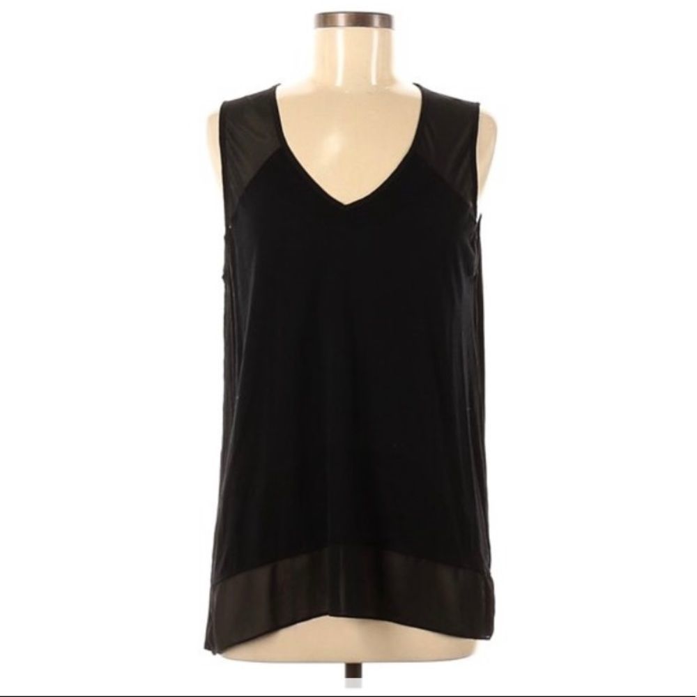 Vince Camuto Black and Sheer Paneled Sleeveless Top.🖤